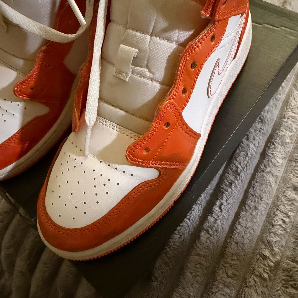 Jordan Orange and White Sneakers